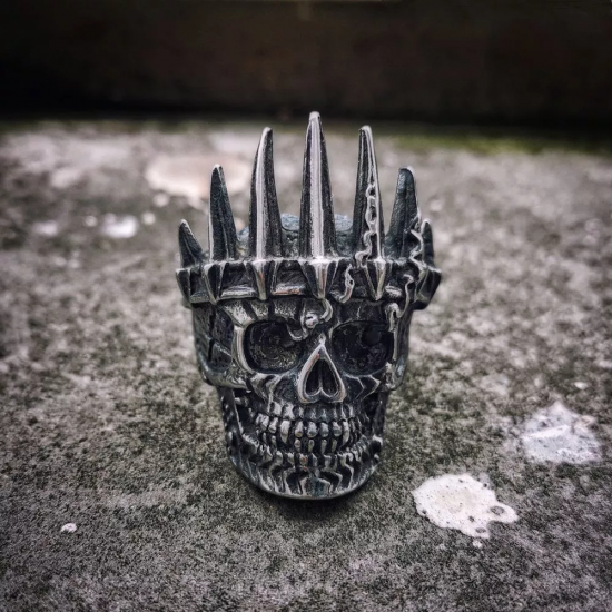 LINLINCHIC Mens Classical Nobility King Crown Skull 316L Stainless Steel Biker Rings