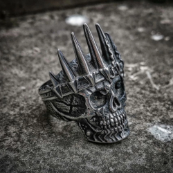 LINLINCHIC Mens Classical Nobility King Crown Skull 316L Stainless Steel Biker Rings