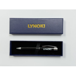 LYNOKI Ballpoint Pen, Medium Point and Smooth Writing Black Ink Pen with Pen Box, Black Silver Metal Body, 1 pc, 0.7mm