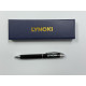 LYNOKI Ballpoint Pen, Medium Point and Smooth Writing Black Ink Pen with Pen Box, Black Silver Metal Body, 1 pc, 0.7mm