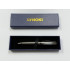 LYNOKI Ballpoint Pen, Medium Point and Smooth Writing Black Ink Pen with Pen Box, Grey Metal Body, 1 pc, 0.7mm
