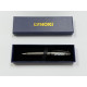 LYNOKI Ballpoint Pen, Medium Point and Smooth Writing Black Ink Pen with Pen Box, Grey Metal Body, 1 pc, 0.7mm
